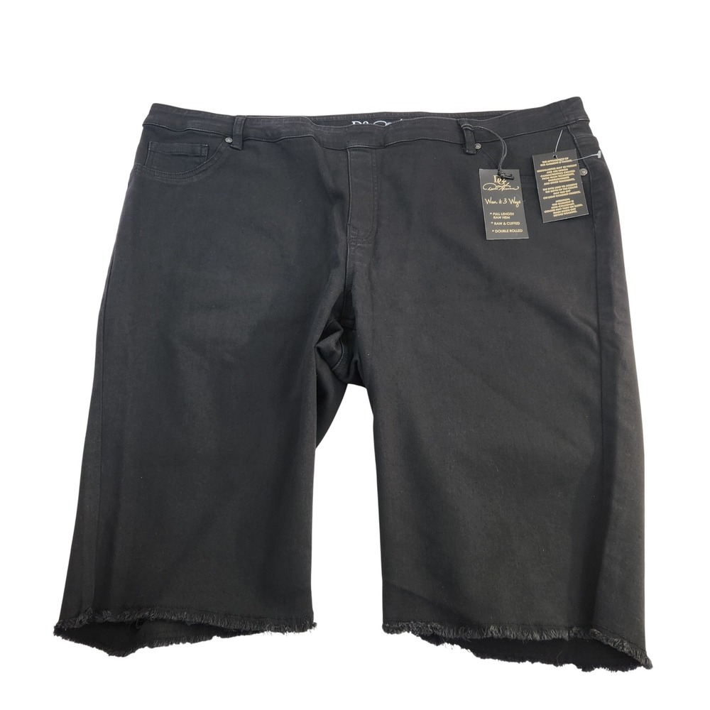 DG2 Diane Gilman Virtual Stretch Bermuda Shorts Black Raw Hem Womens 2X NEW NWT